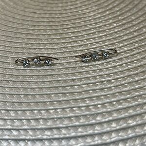 CZ Silver Toned Dangle Earrings
